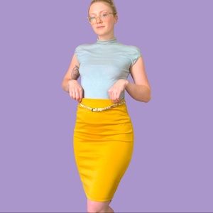 Mustard yellow pencil skirt